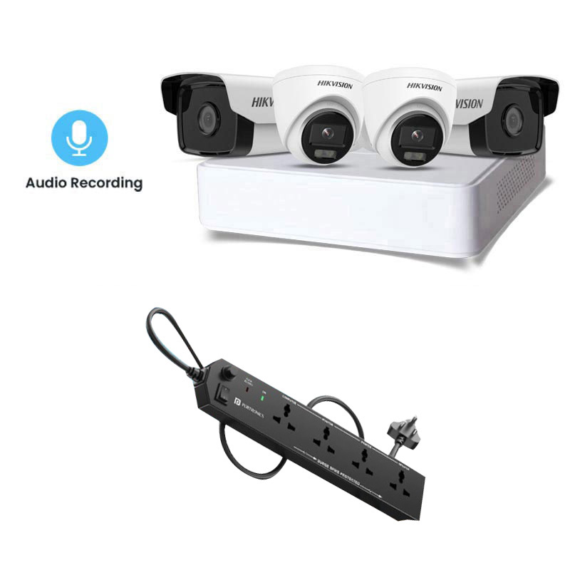 Picture of Hikvision 4 CCTV Cameras Combo (2 Indoor & 2 Outdoor CCTV Cameras) 👨🏻‍🔧 With CCTV Installation + 4CH DVR + HDD + Accessories + Power Supply + 90m Cable + Power Extension Board